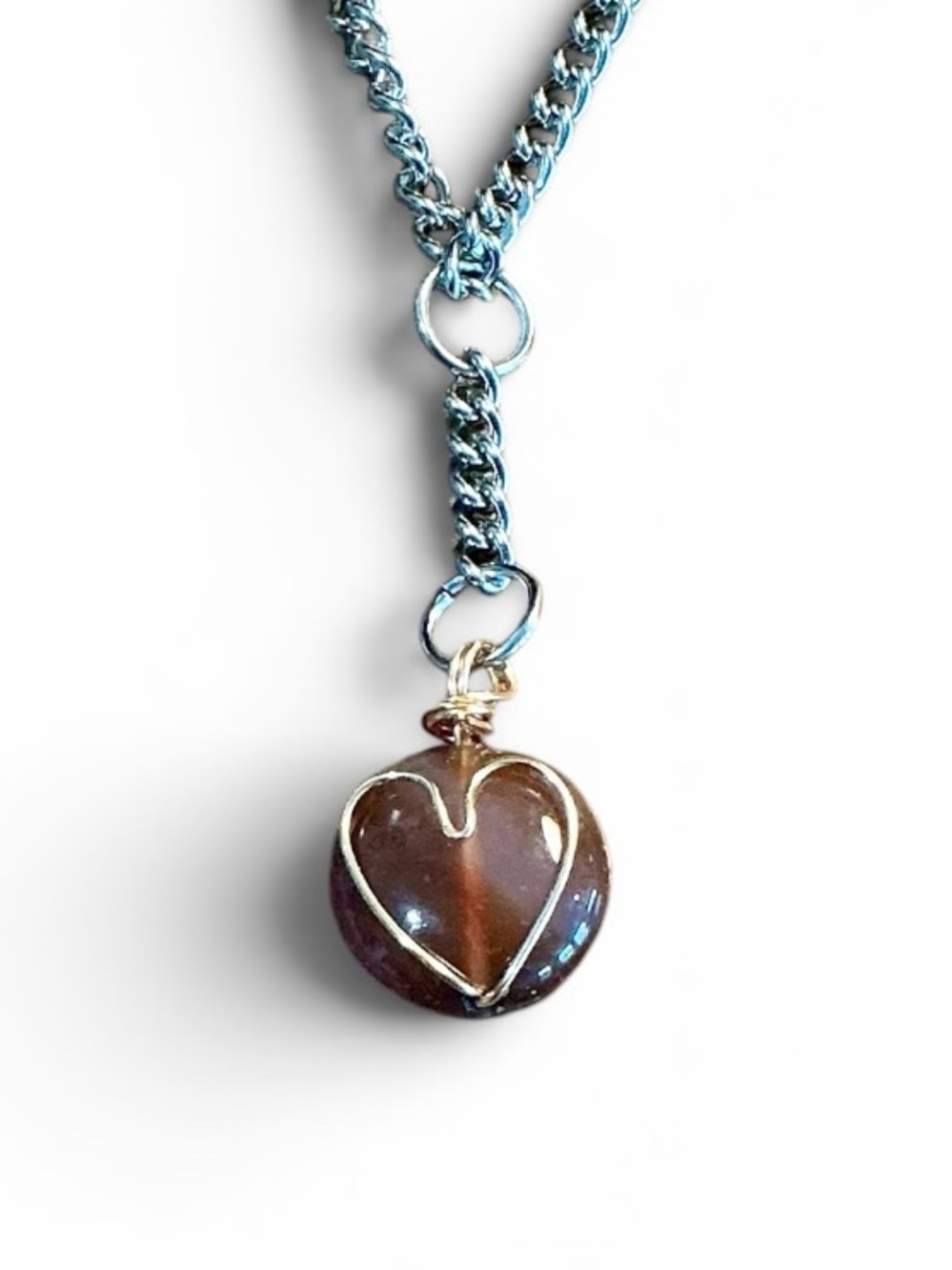 🆕 Heart Shaped Wire Wrapped Gemstone Pendant Necklace